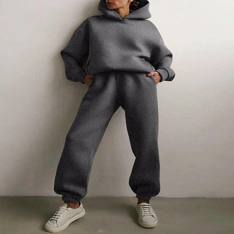 Two-Piece Hooded Tracksuit "Chicmatchy™" Dark grey Outfit Sets - Tophatter Daily Deals