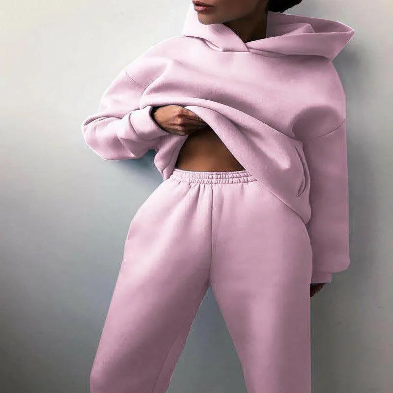 Two-Piece Hooded Tracksuit "Chicmatchy™" Pink Outfit Sets - Tophatter Daily Deals