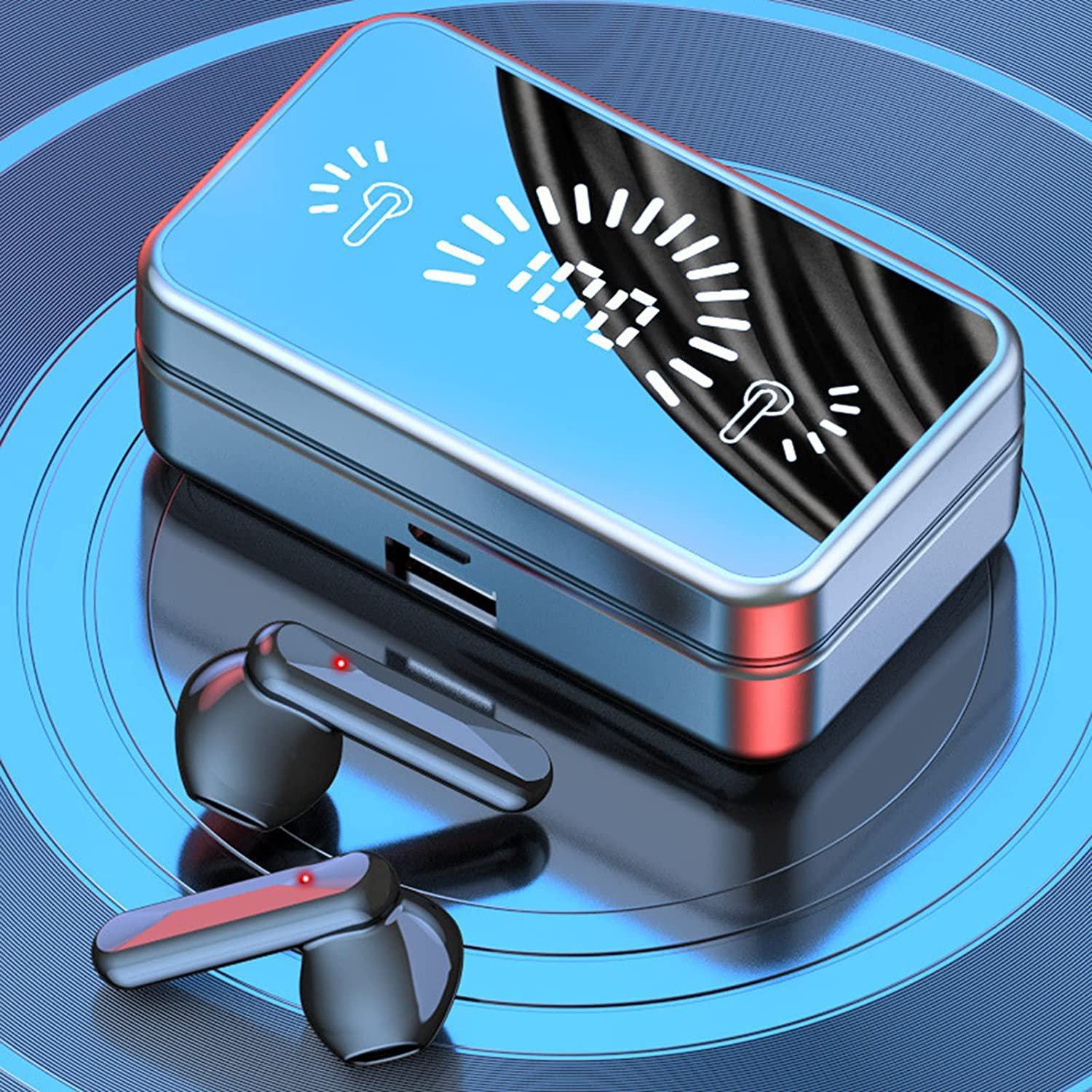 TWS Bluetooth 5.1 Earphones Mirror Screen Display In-Ear Headphones - Tophatter Daily Deals