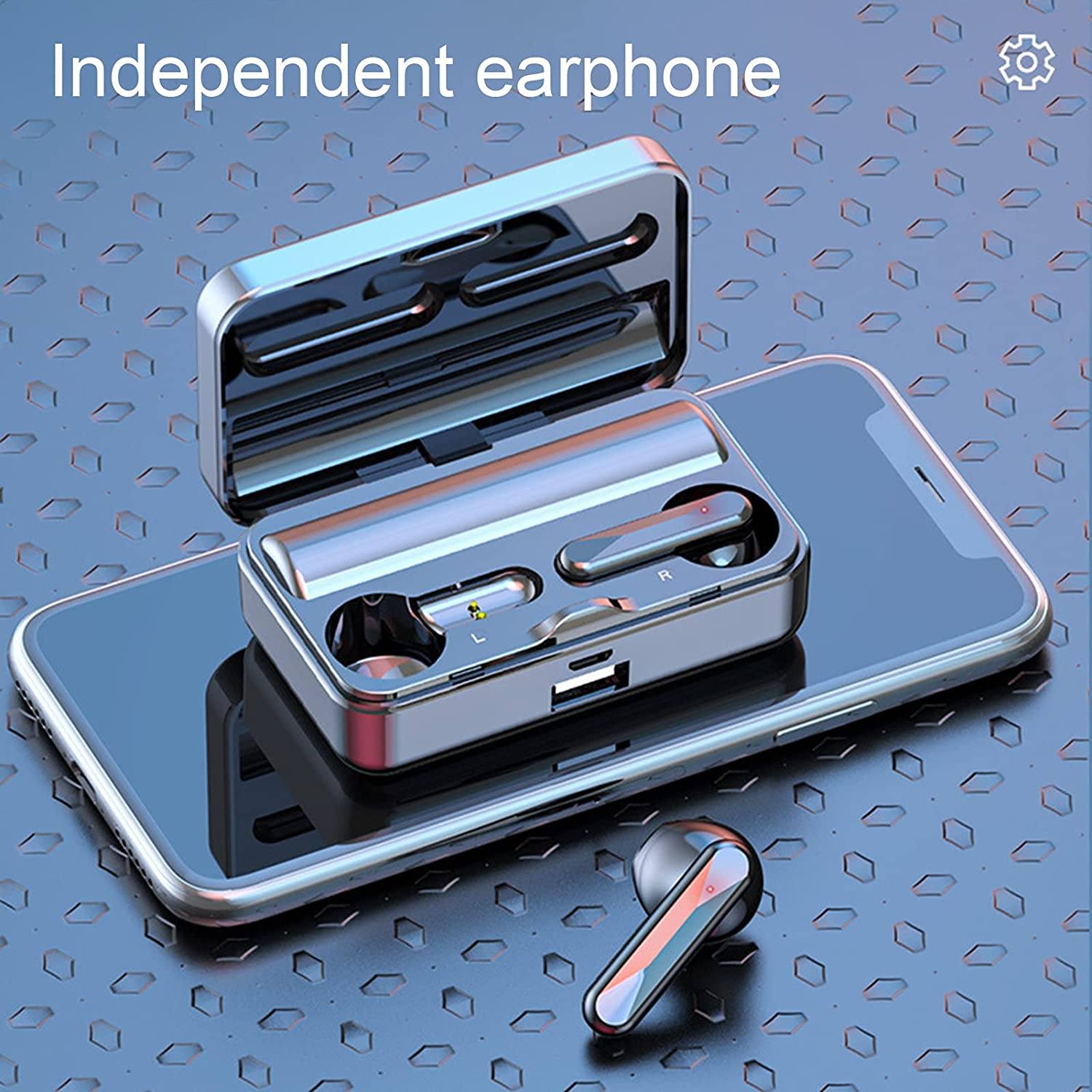 TWS Bluetooth 5.1 Earphones Mirror Screen Display In-Ear Headphones - Tophatter Daily Deals