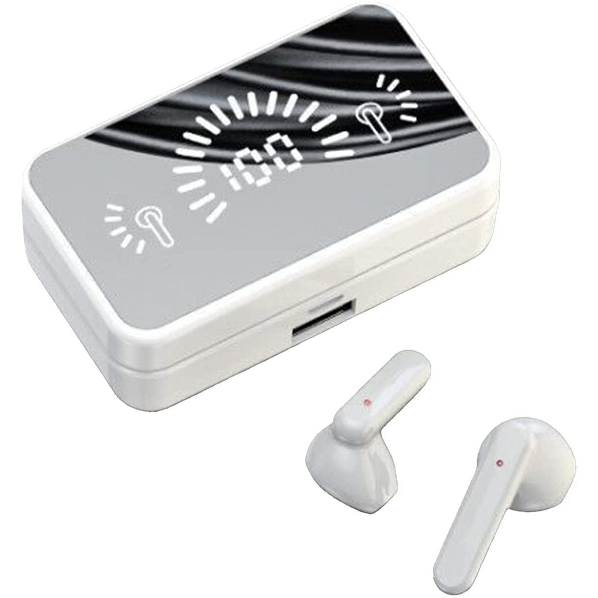 TWS Bluetooth 5.1 Earphones Mirror Screen Display White In-Ear Headphones - Tophatter Daily Deals