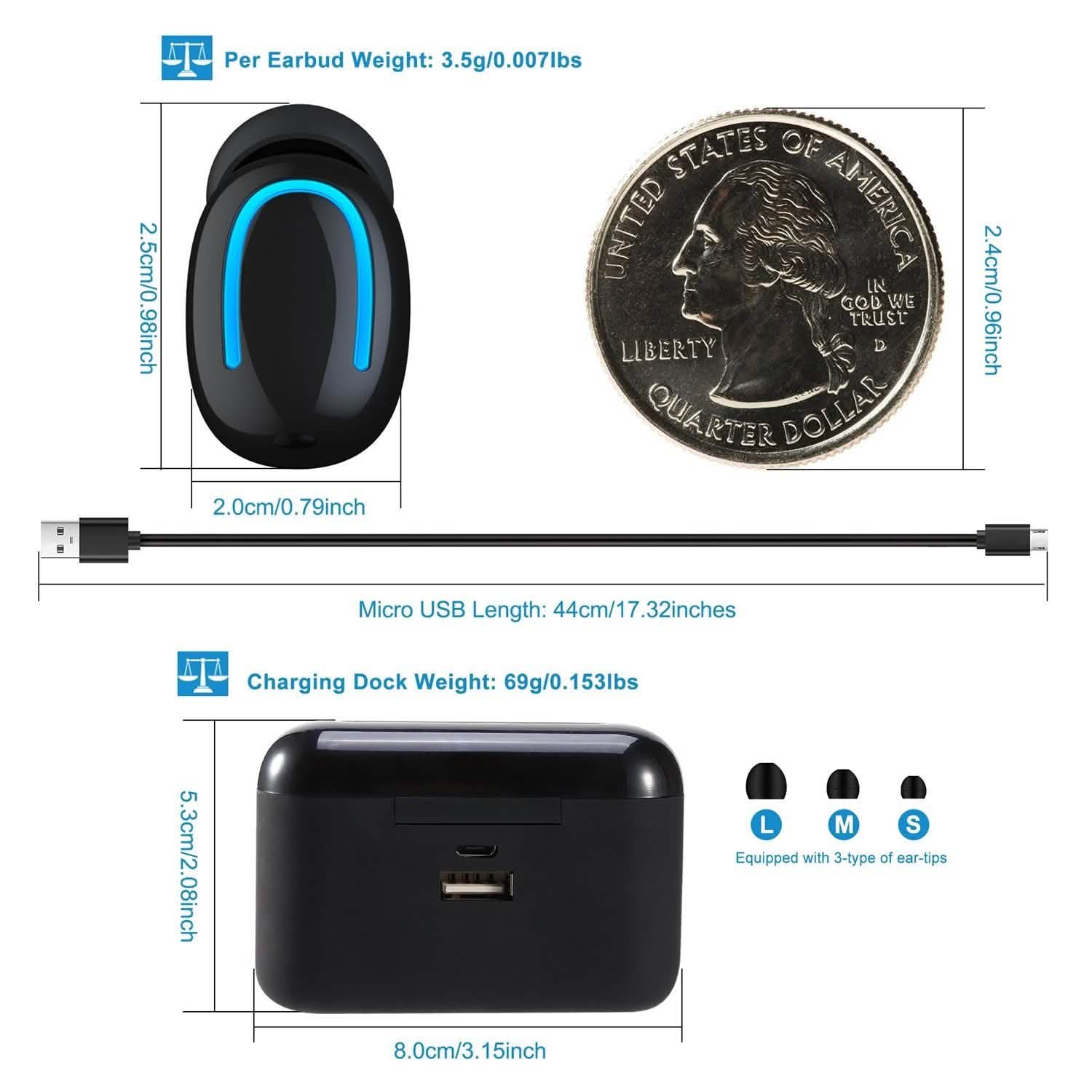 TWS Wireless 5.0 Earbuds Headphones - Tophatter Daily Deals