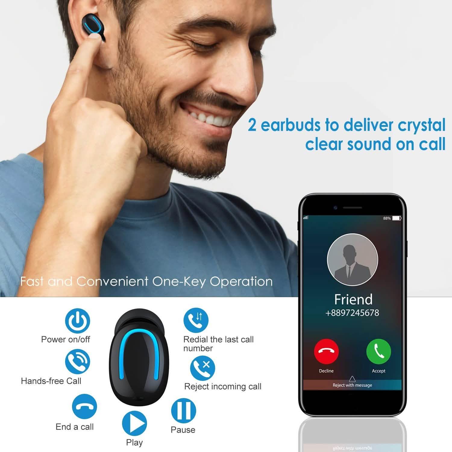 TWS Wireless 5.0 Earbuds Headphones - Tophatter Daily Deals