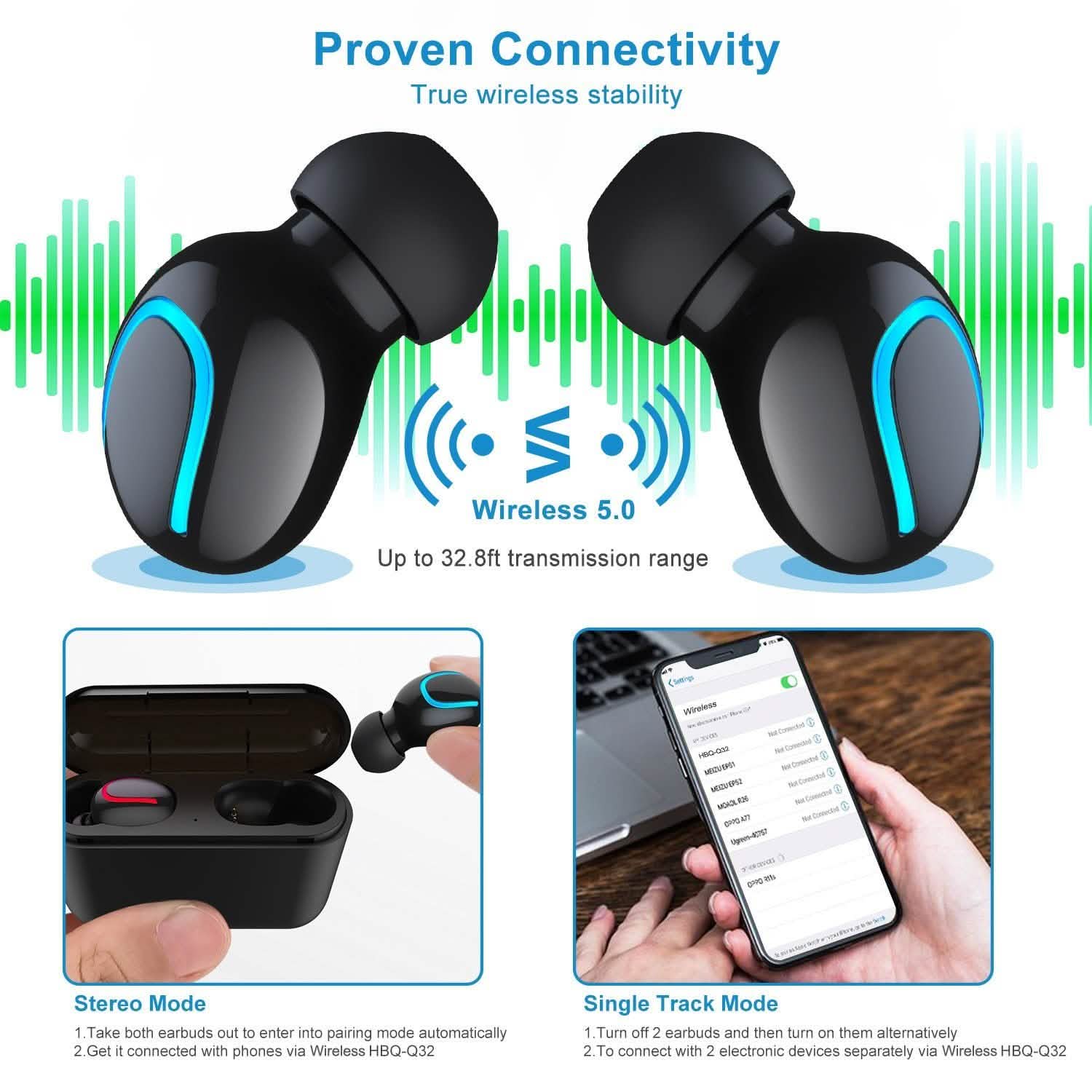 TWS Wireless 5.0 Earbuds Headphones - Tophatter Daily Deals