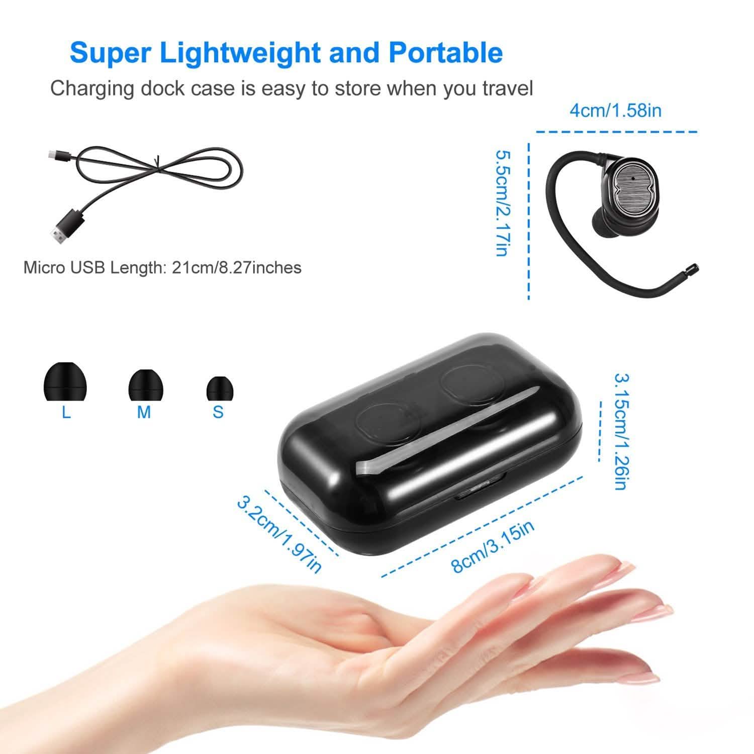 TWS Wireless 5.0 Earbuds IPX4 Touch In-Ear Stereo Earphone Headphones - Tophatter Daily Deals