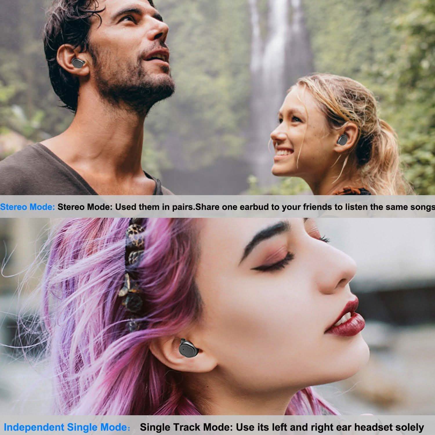TWS Wireless 5.0 Earbuds IPX4 Touch In-Ear Stereo Earphone Headphones - Tophatter Daily Deals