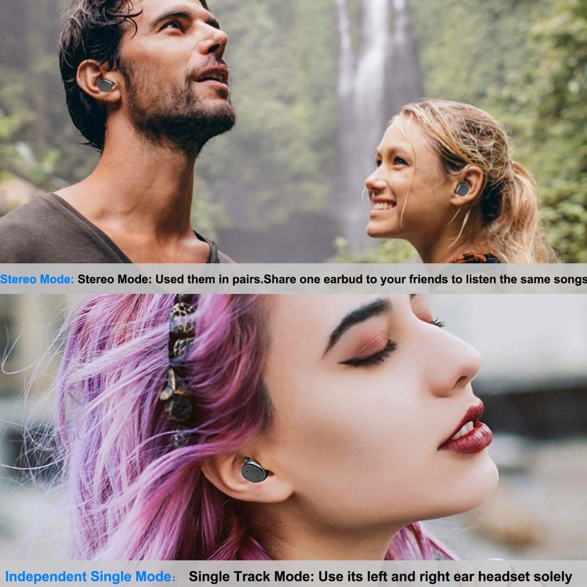 TWS Wireless 5.0 Earbuds IPX4 Touch In-Ear Stereo Earphone In-Ear Headphones - Tophatter Daily Deals
