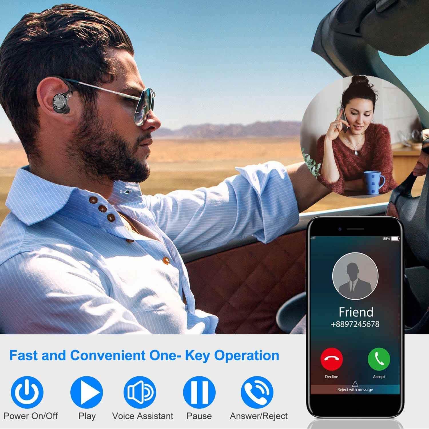 TWS Wireless 5.0 Earbuds IPX4 Touch In-Ear Stereo Earphone Headphones - Tophatter Daily Deals