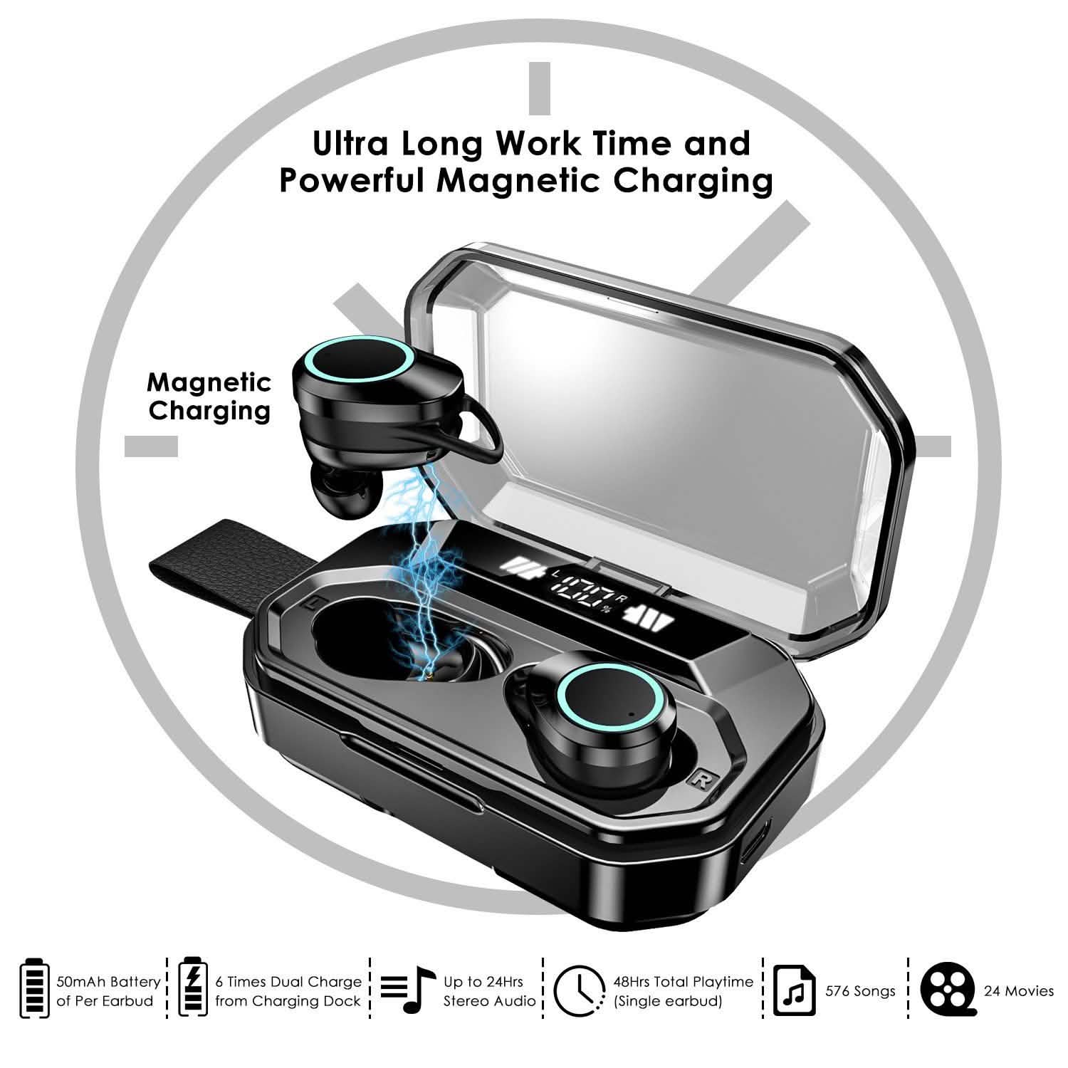 TWS Wireless 5.0 Earbuds Touch In-Ear Stereo Headsets Headphones - Tophatter Daily Deals