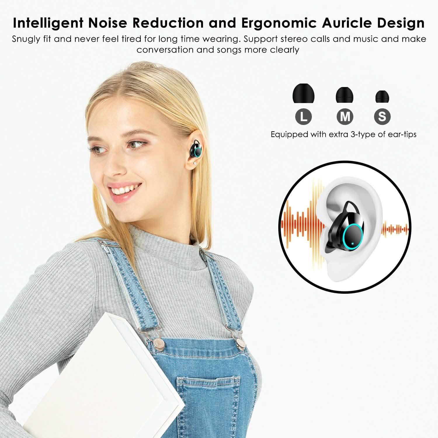TWS Wireless 5.0 Earbuds Touch In-Ear Stereo Headsets Headphones - Tophatter Daily Deals