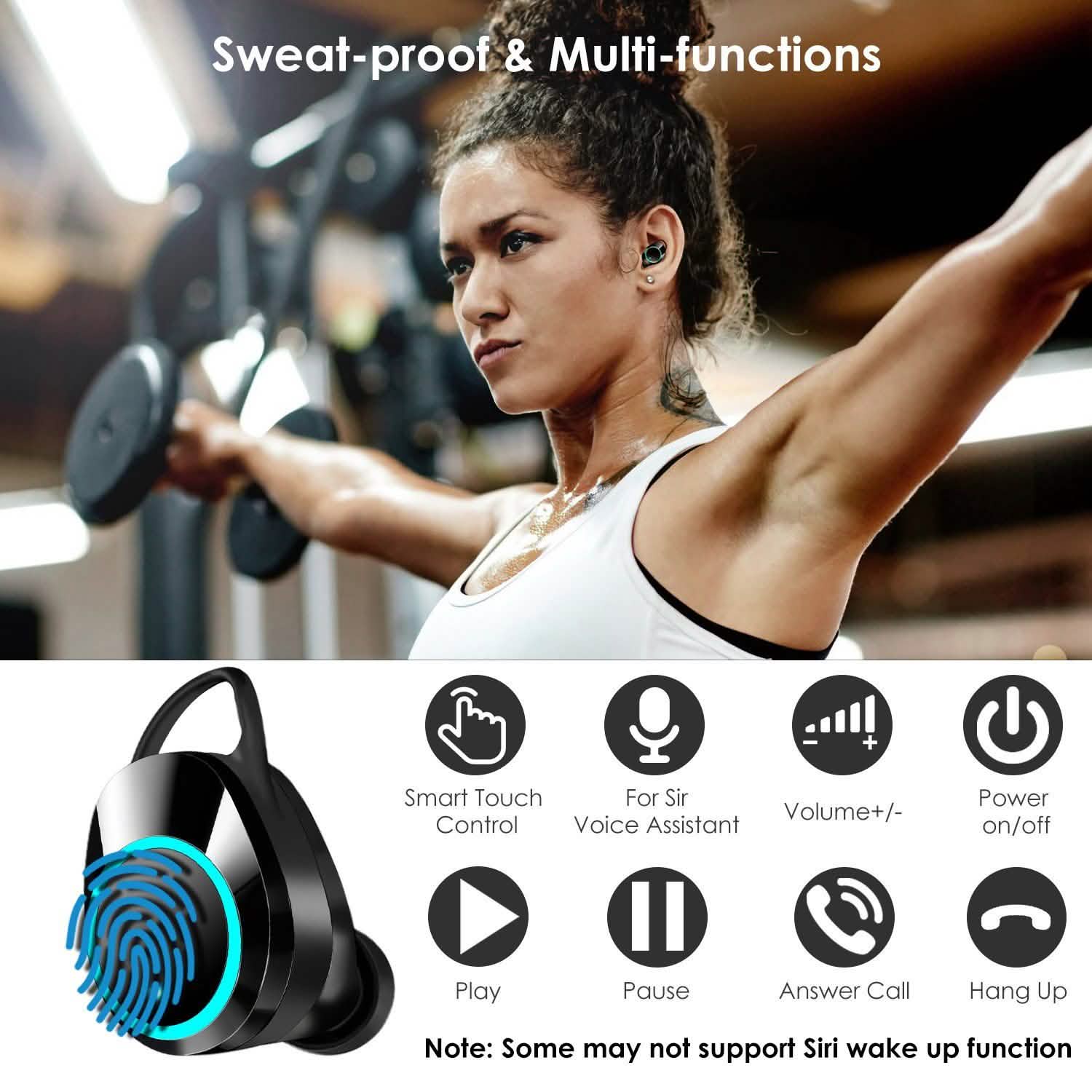 TWS Wireless 5.0 Earbuds Touch In-Ear Stereo Headsets Headphones - Tophatter Daily Deals