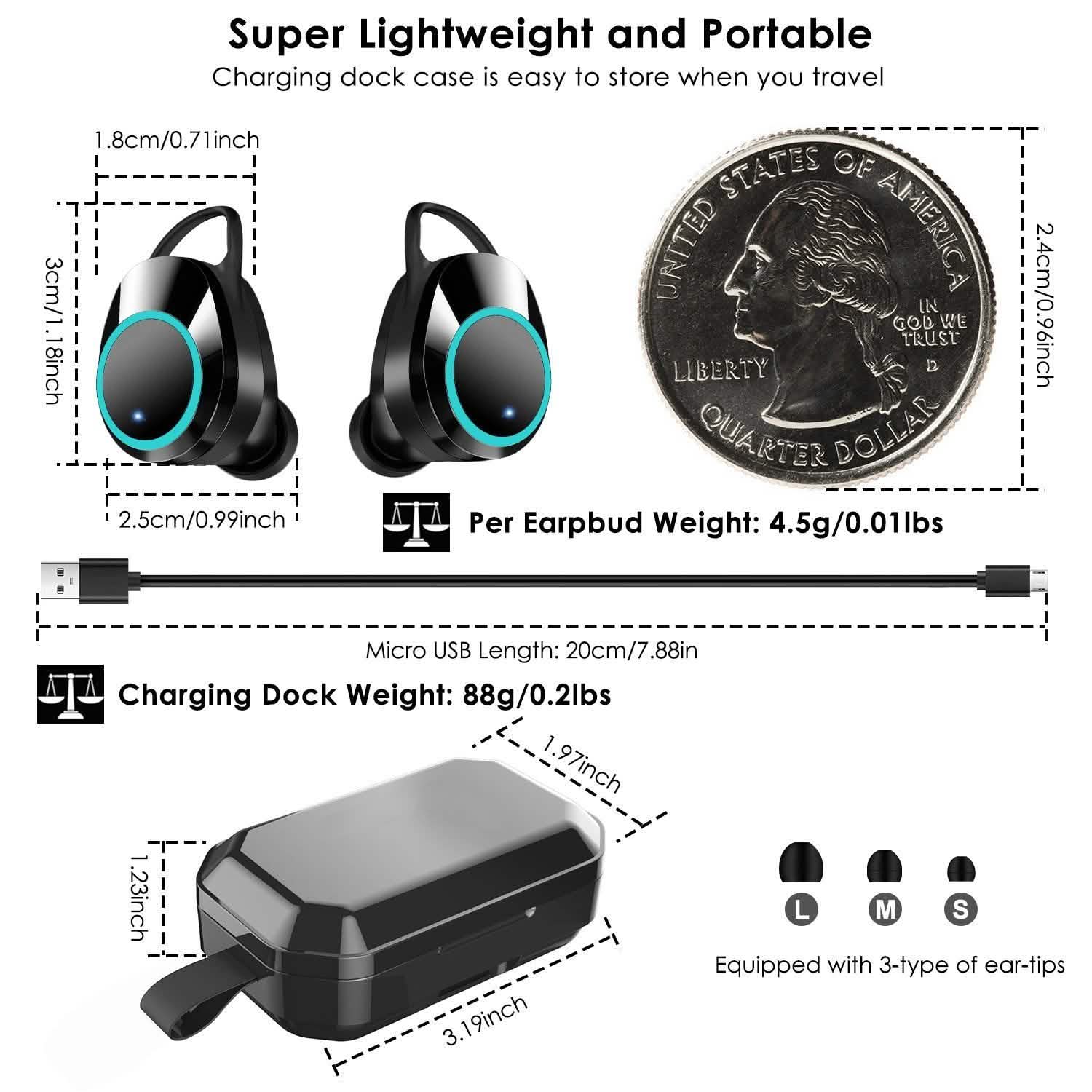 TWS Wireless 5.0 Earbuds Touch In-Ear Stereo Headsets Headphones - Tophatter Daily Deals