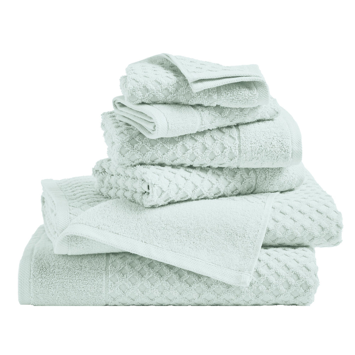 Cotton Diamond Waffle Weave Bath Towel Set - Grayson Collection 6 Piece Set Pastel Blue Bath - Tophatter Daily Deals