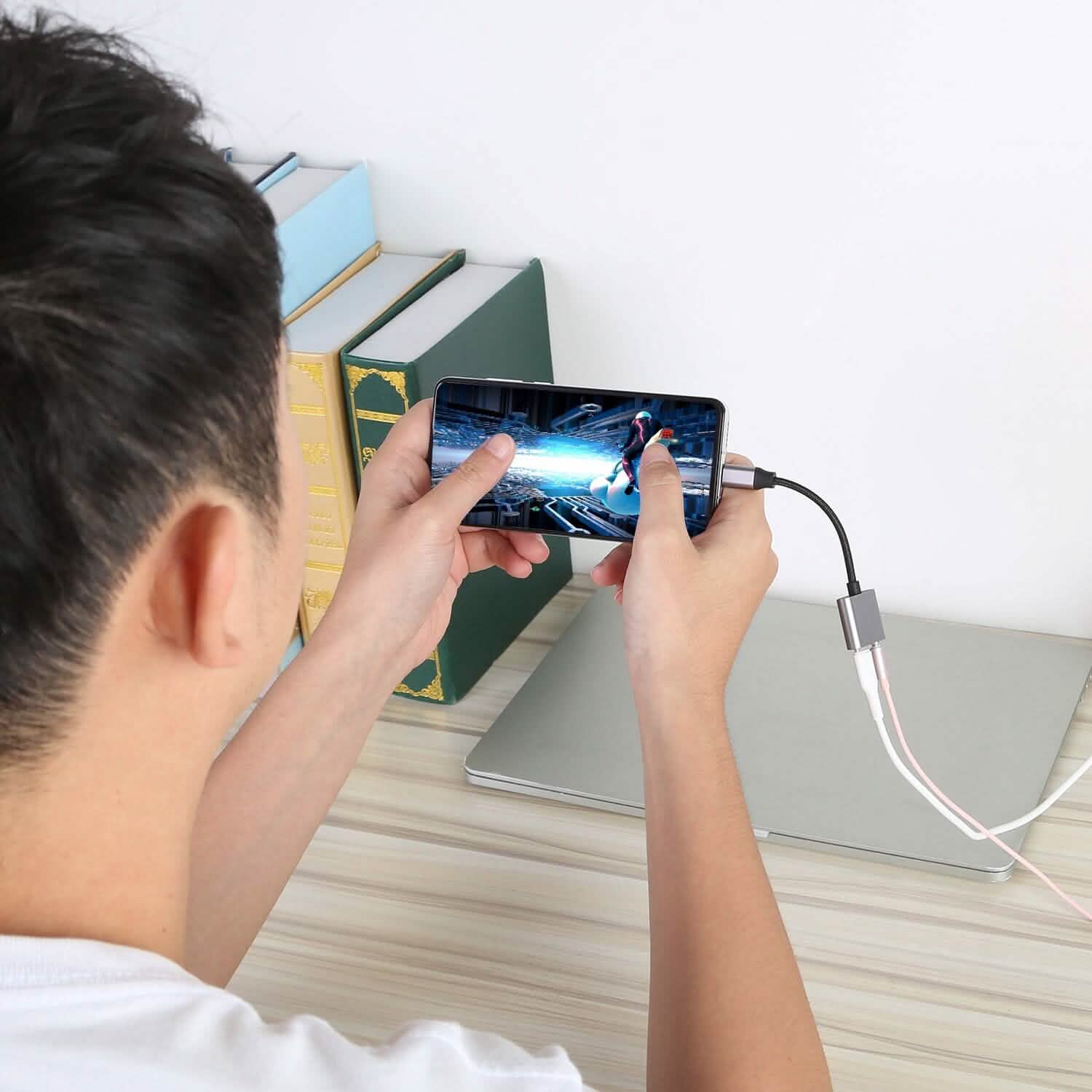 Type C to 3.5mm Headphone Charger Adapter USB C to Aux Audio Jack Mobile Accessories - Tophatter Daily Deals