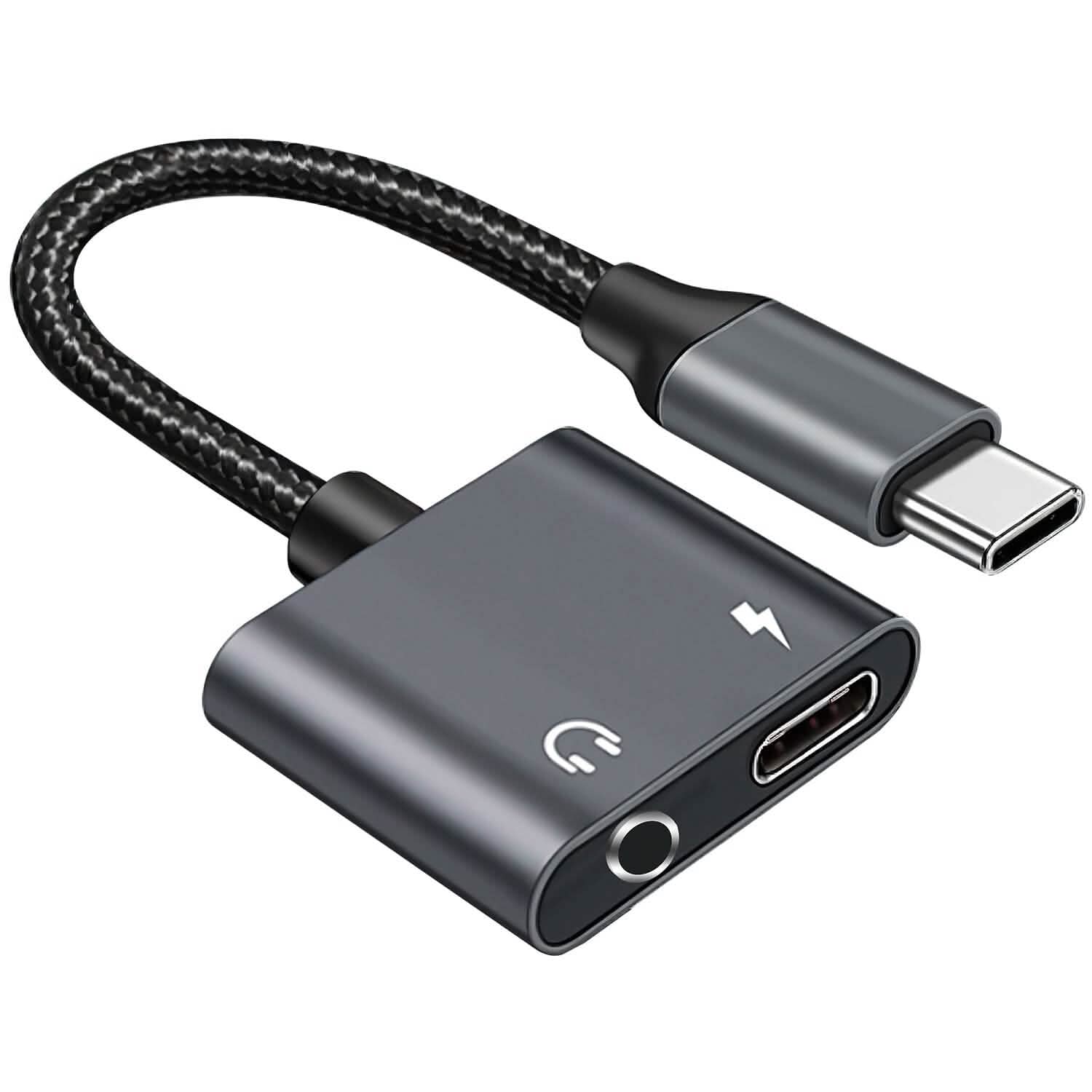 Type C to 3.5mm Headphone Charger Adapter USB C to Aux Audio Jack Mobile Accessories - Tophatter Daily Deals