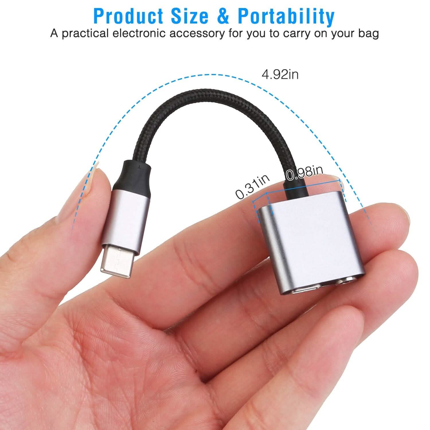 Type C to 3.5mm Headphone Charger Adapter USB C to Aux Audio Jack Mobile Accessories - Tophatter Daily Deals