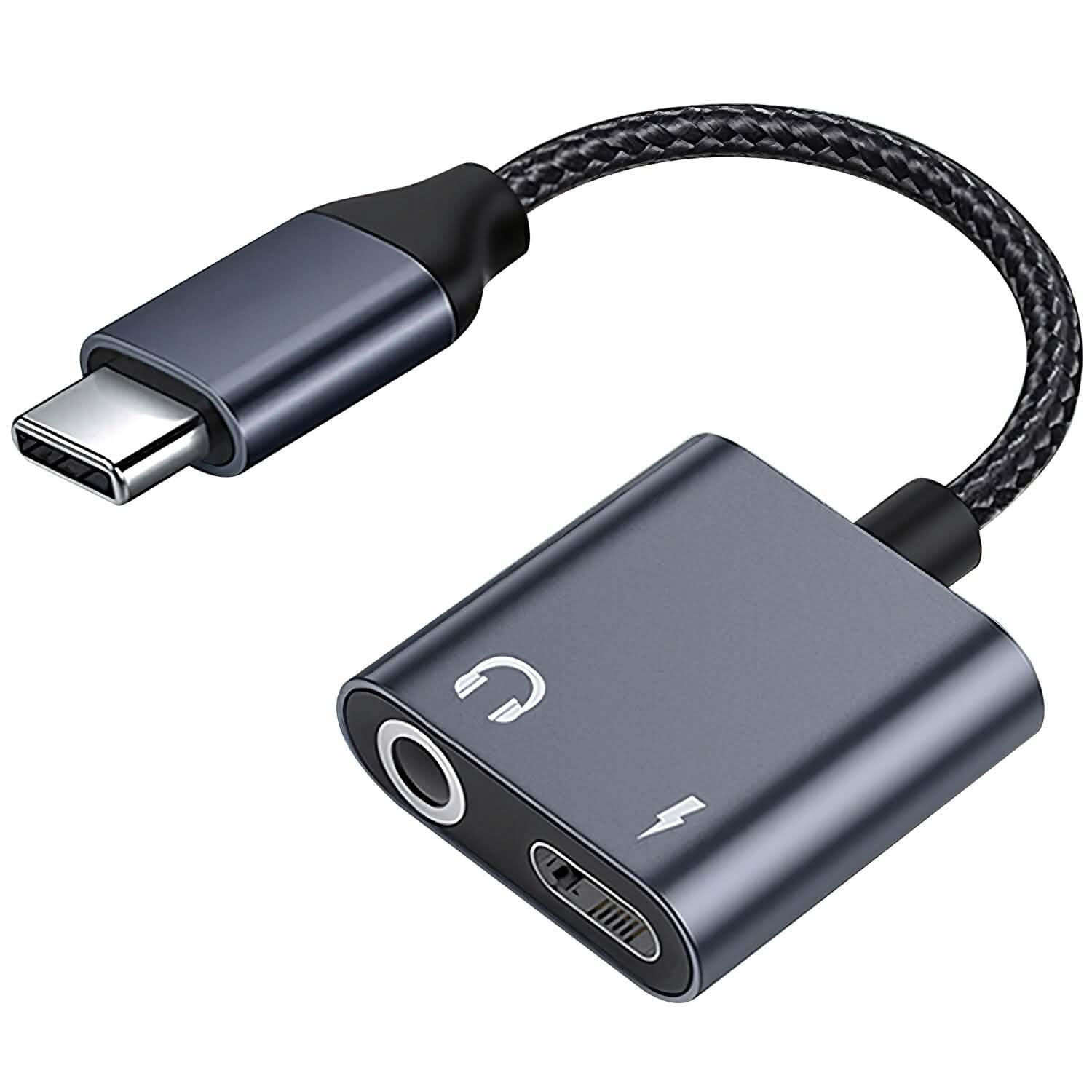 Type C to 3.5mm Headphone Charger Adapter USB C to Aux Audio Jack Mobile Accessories - Tophatter Daily Deals