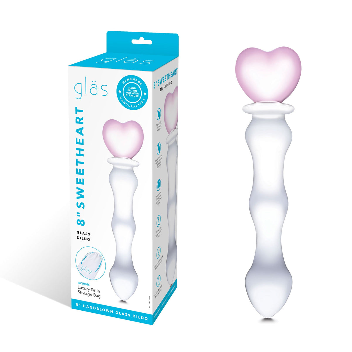 Glas Sweetheart (Pink) – Curved Glass Dildo 8 Inch > Glass > Dildos - Tophatter Daily Deals