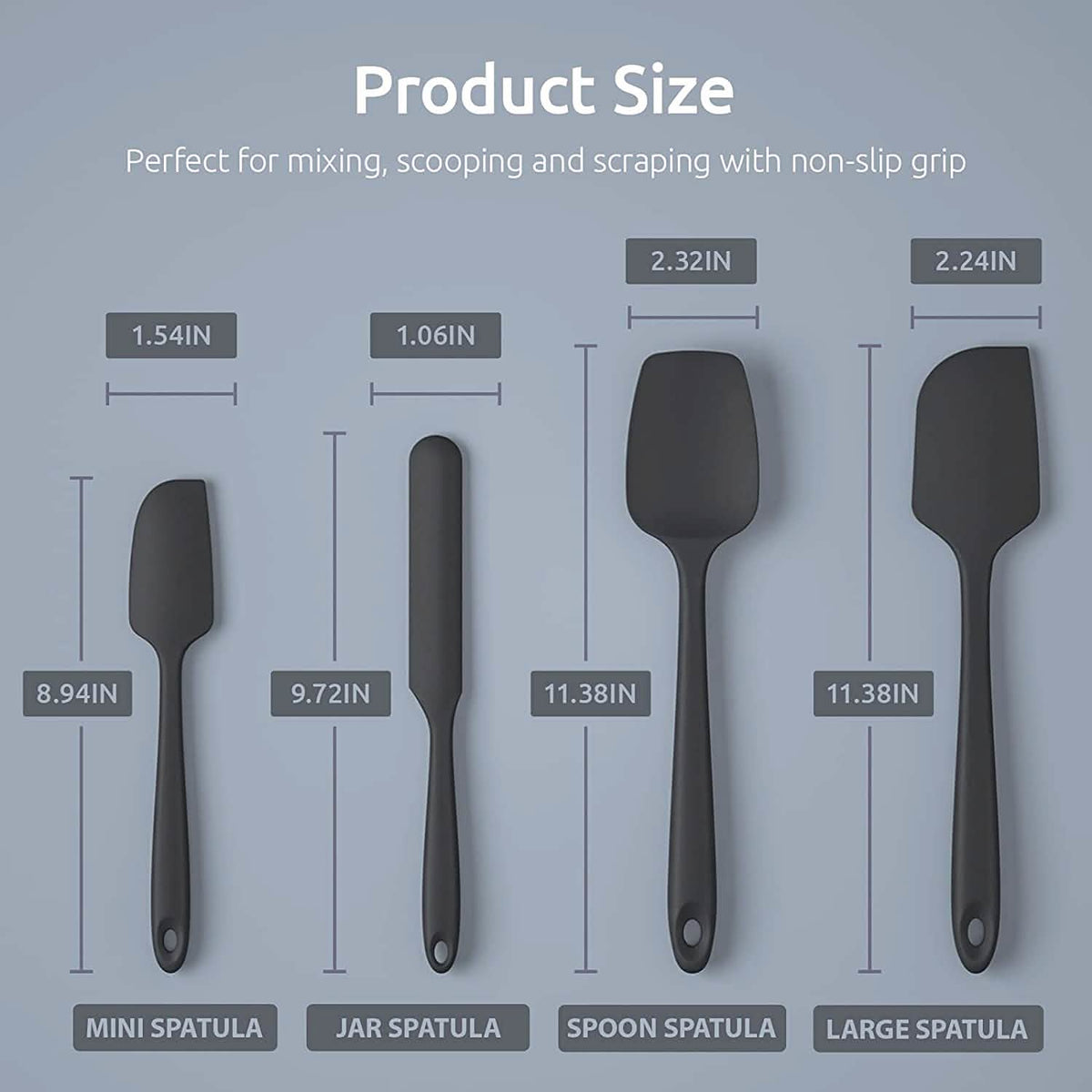 U-Taste Silicone Spatula Set with 480 Degrees Fahrenheit Heat Resistant Kitchen Tools & Gadgets - Tophatter Daily Deals
