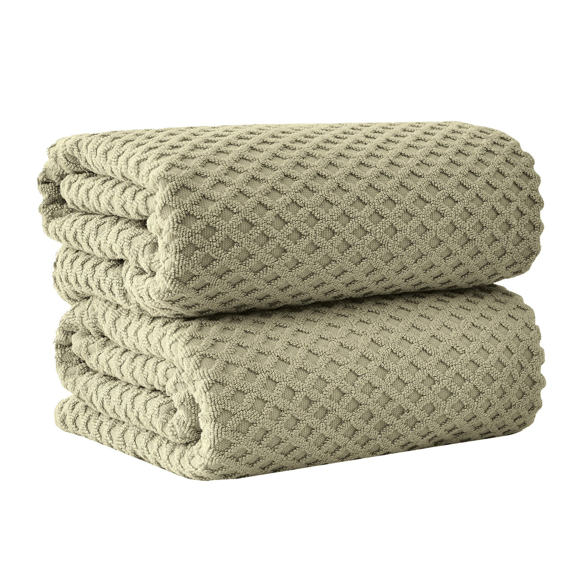 Cotton Diamond Waffle Weave Bath Towel Set - Grayson Collection Bath Sheet (Pack of 2) Desert Sage Green Bath - Tophatter Daily Deals