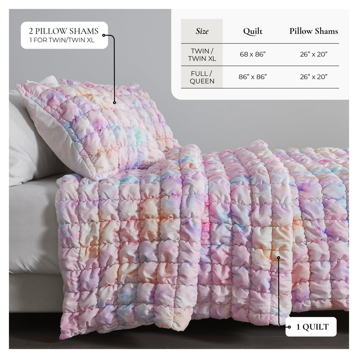 Puff Marshmallow Texture Quilt Set - Marshmallow Collection Bedding - Tophatter Daily Deals