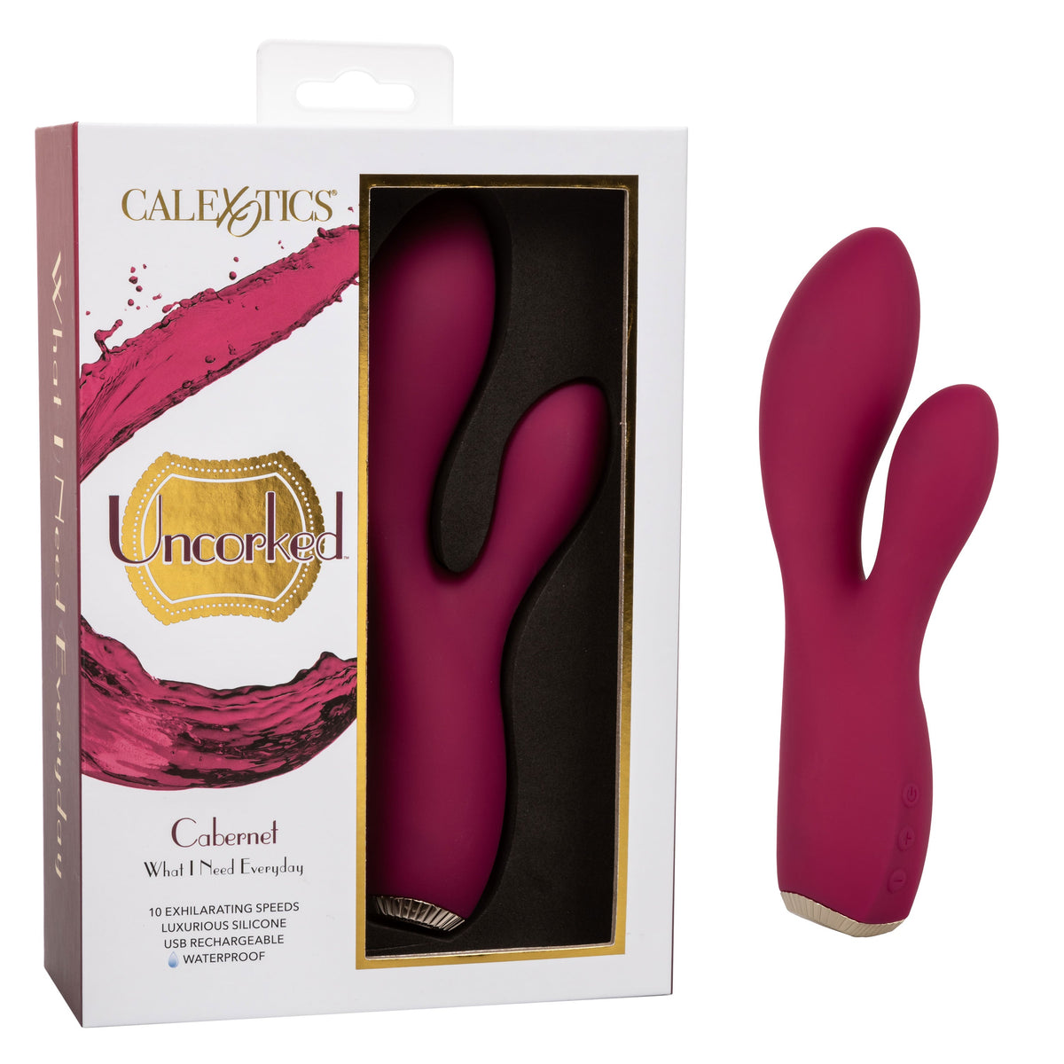 Uncorked Cabernet Dual Massager in Deep Wine Red with 10 Speeds and Silicone Vibrator > Vibrators > Ladies > Rabbit - Tophatter Daily Deals