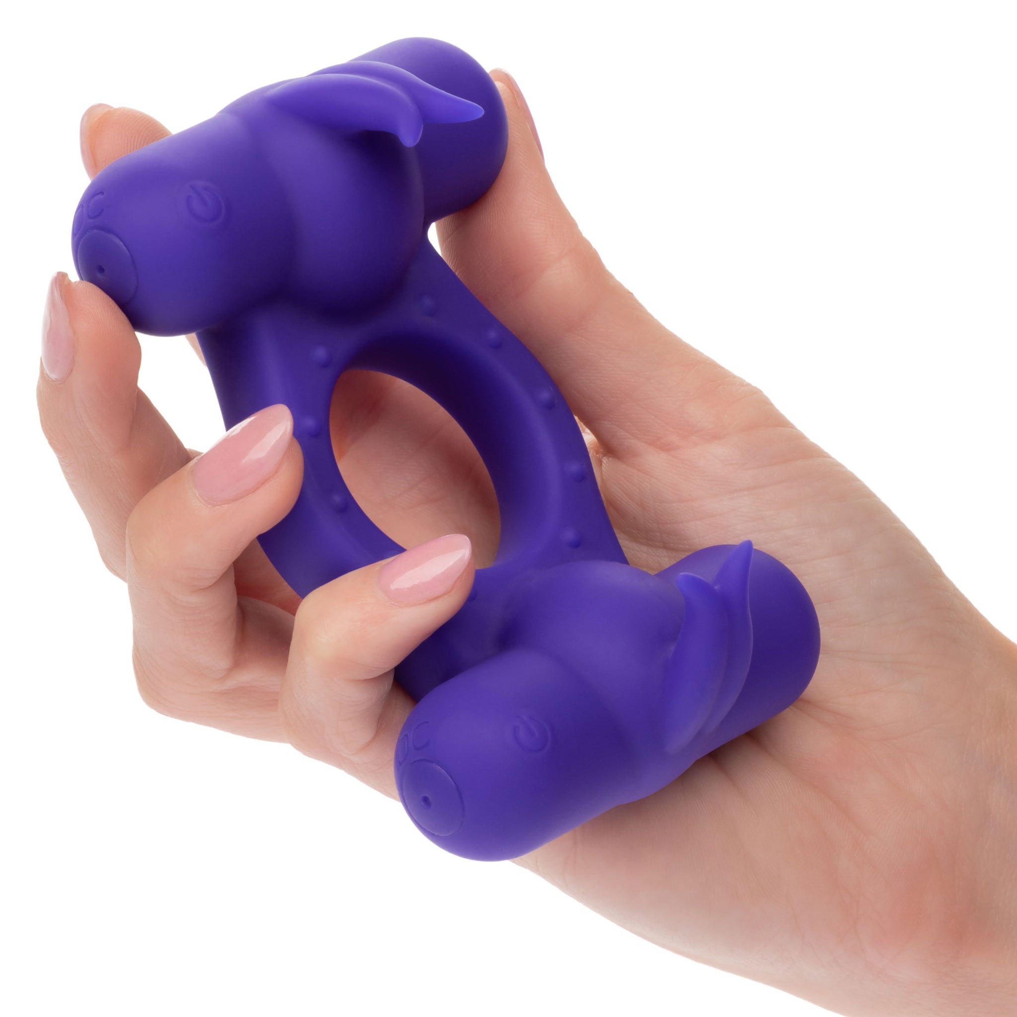 Silicone Triple Orgasm Enhancer in Purple with 12 Vibration Functions and Dual Independent Motors > Cock Ring > Vibrating - Tophatter Daily Deals