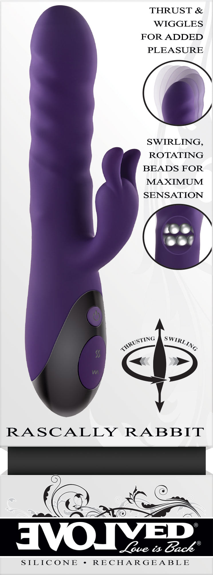 Evolved Rascal Rabbit 22.9 cm Rabbit Vibrator > Vibrators > Ladies > Rabbit - Tophatter Daily Deals