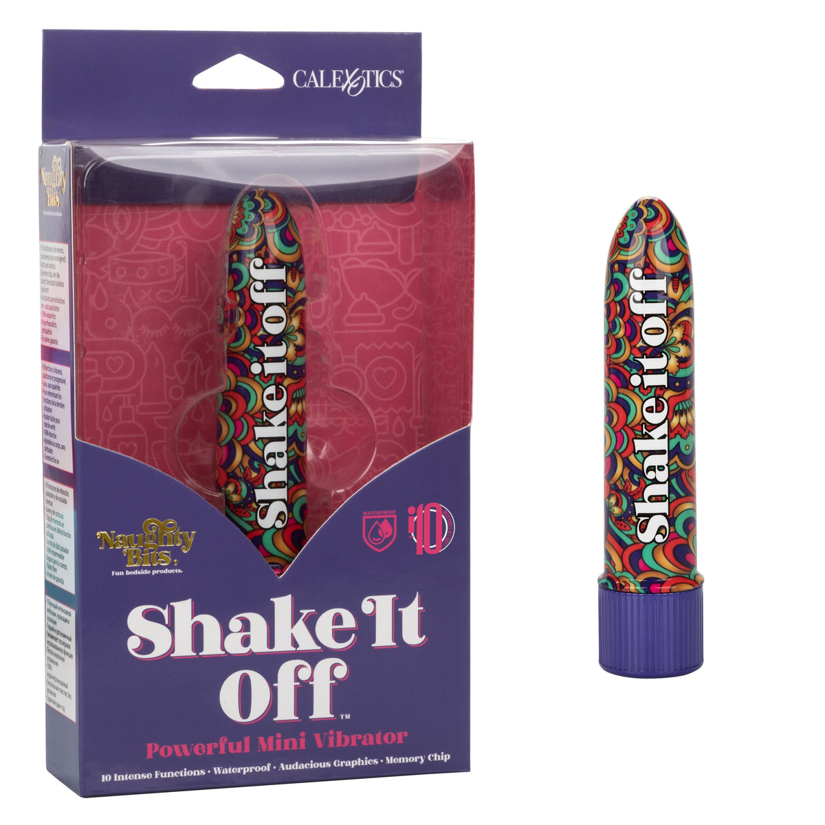 Naughty Bits Shake It Off Powerful Mini Vibrator 4.25 Inch Waterproof Colorful Design > Vibrators > Standard Vibrators - Tophatter Daily Deals