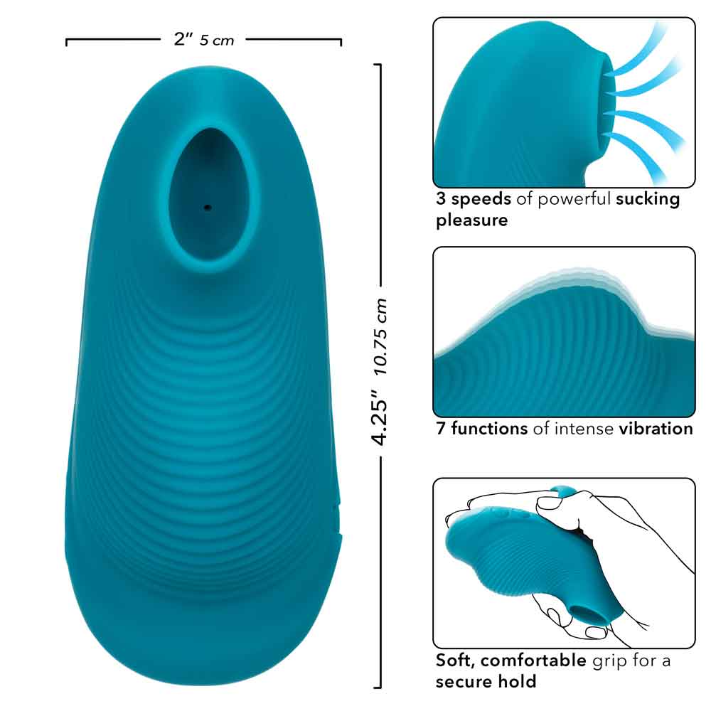 Envy™ Handheld Suction Massager in Teal Blue with 3 Suction Speeds and 7 Vibration Functions > Vibrators > Finger Vibrators - Tophatter Daily Deals