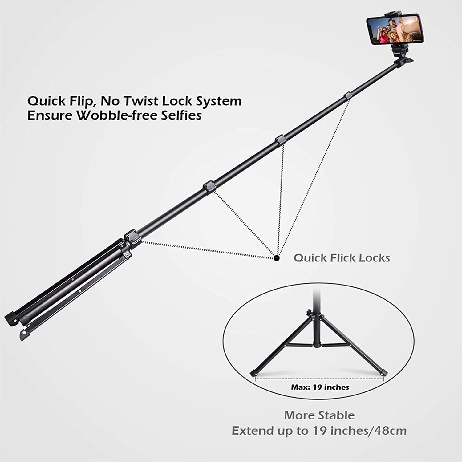 UBeesize 51" Extendable Tripod Stand with Bluetooth Remote Phone Stand - Tophatter Daily Deals