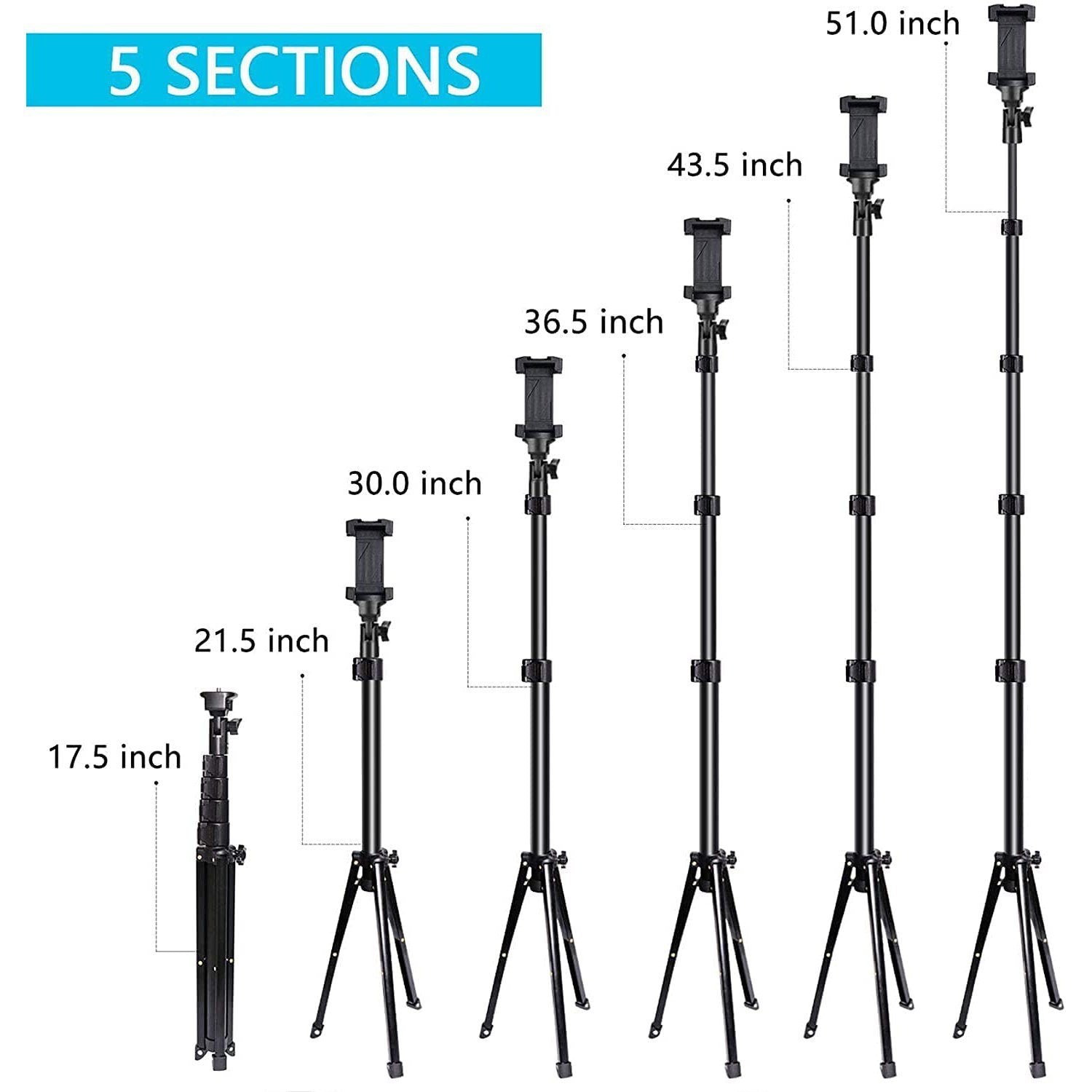 UBeesize 51" Extendable Tripod Stand with Bluetooth Remote Phone Stand - Tophatter Daily Deals