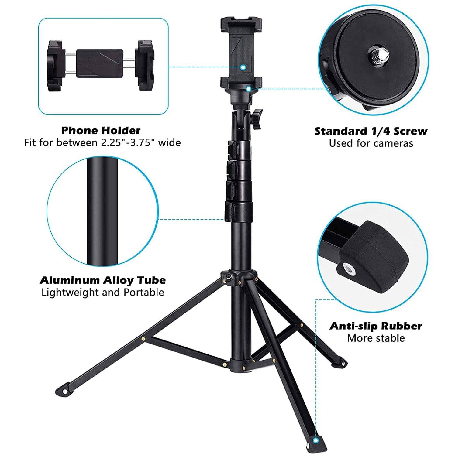 UBeesize 51" Extendable Tripod Stand with Bluetooth Remote Phone Stand - Tophatter Daily Deals