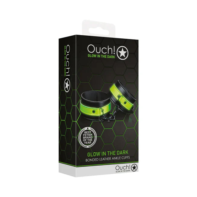 Ouch! Glow in the Dark Bonded Leather Handcuffs - Tophatter Daily Deals