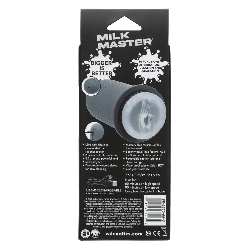 Milk Master Grip-N-Stroke (Grey) – Rechargeable Vibrating Masturbator > Sex Toys For Men > Masturbators > Vibrating - Tophatter Daily Deals