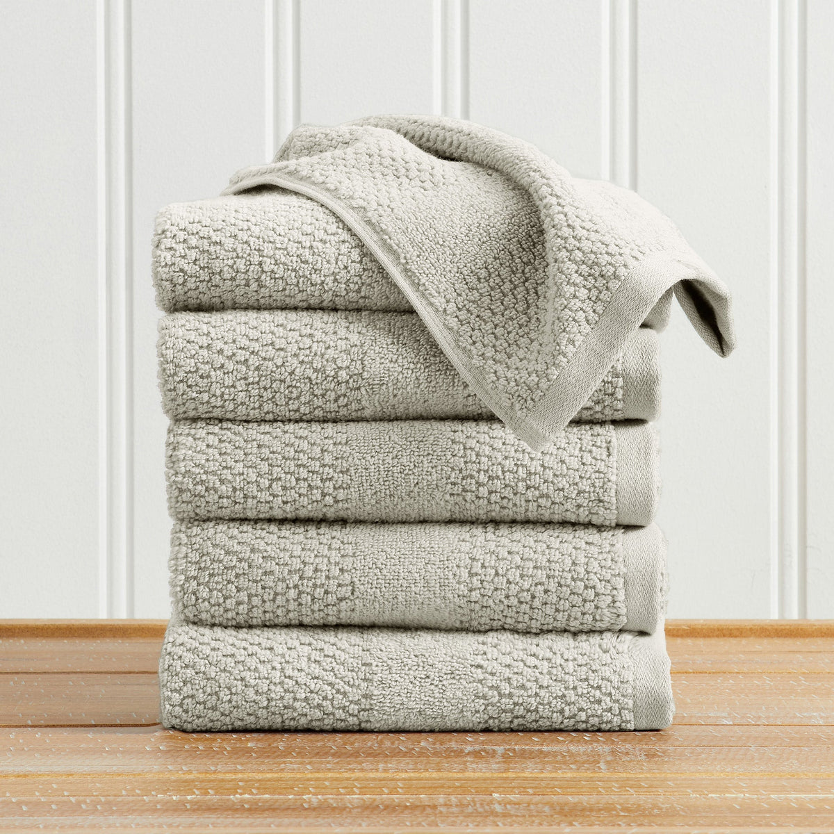 100% Cotton Woven Texture Bath Towel Set - Marbella Collection Hand Towel (Pack of 6) Light Grey Bath - Tophatter Daily Deals