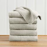 100% Cotton Woven Texture Bath Towel Set - Marbella Collection Hand Towel (Pack of 6) Light Grey Bath - Tophatter Daily Deals