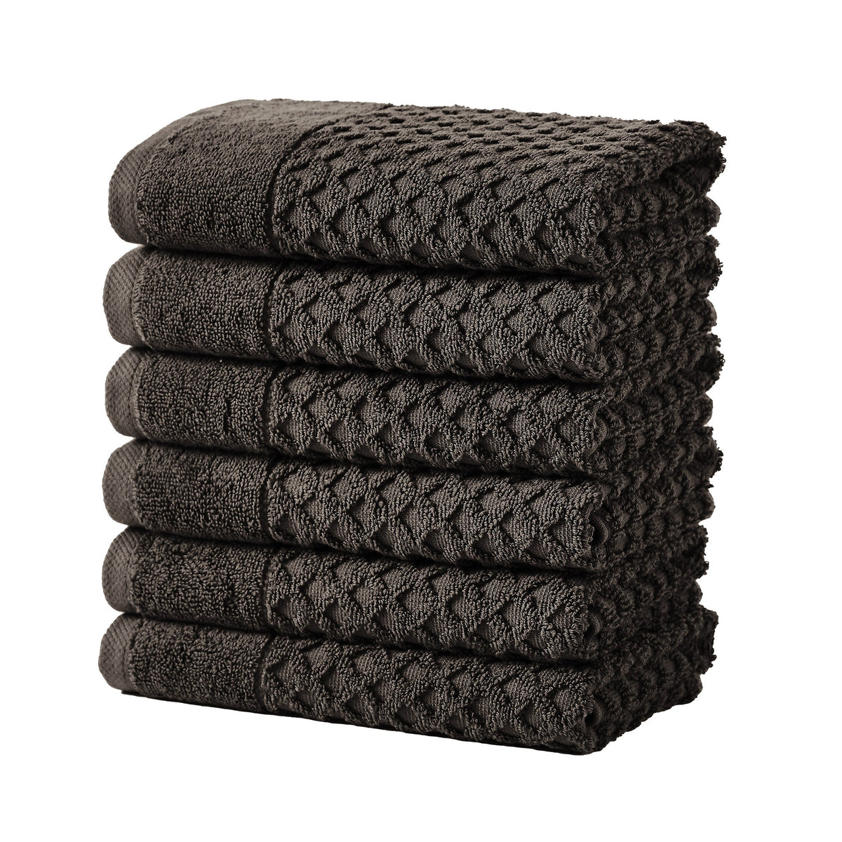 Cotton Diamond Waffle Weave Bath Towel Set - Grayson Collection Hand Towel (Pack of 6) Midnight Bath - Tophatter Daily Deals