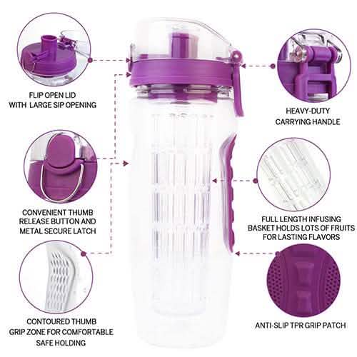 Ultra Portable Fruit Infusing Water Bottle 32oz Wine & Dining - Tophatter Daily Deals