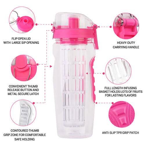 Ultra Portable Fruit Infusing Water Bottle 32oz Wine & Dining - Tophatter Daily Deals