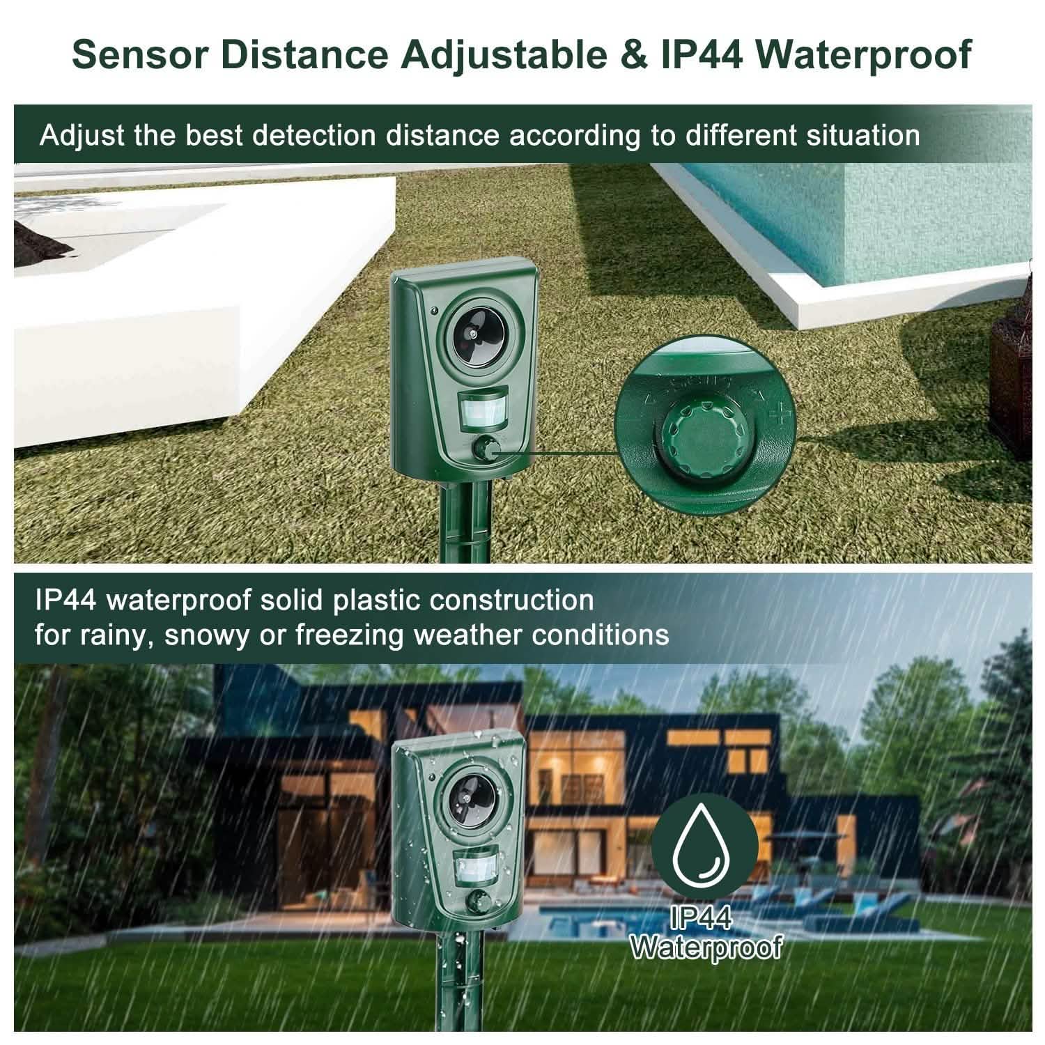 Ultrasonic Animal Repeller IP4 Waterproof Motion Sensor Repellent with Flashing Led Light Pest Control - Tophatter Daily Deals