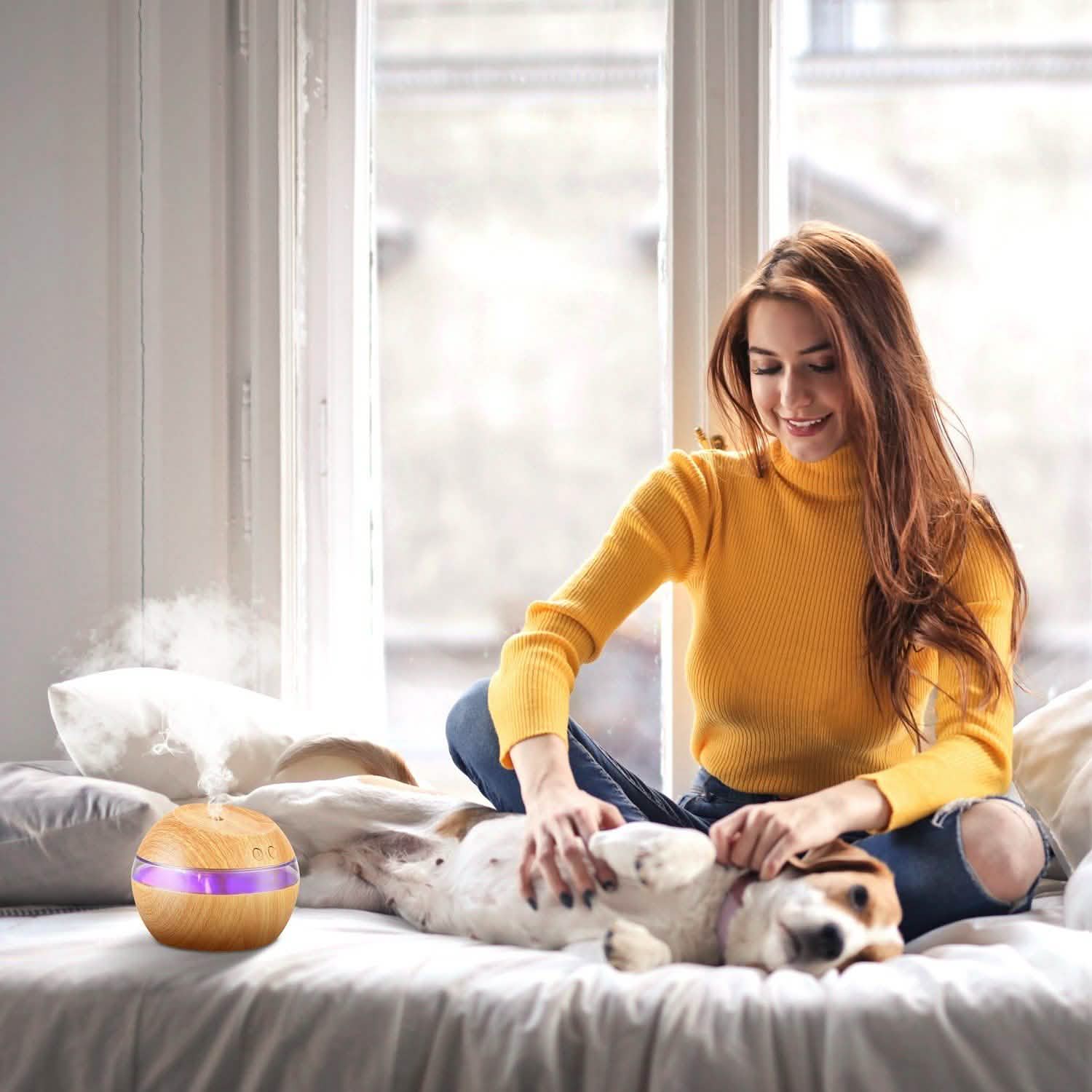 Ultrasonic Aroma Essential Oil Diffuser Wood Grain Health & Wellness - Tophatter Daily Deals