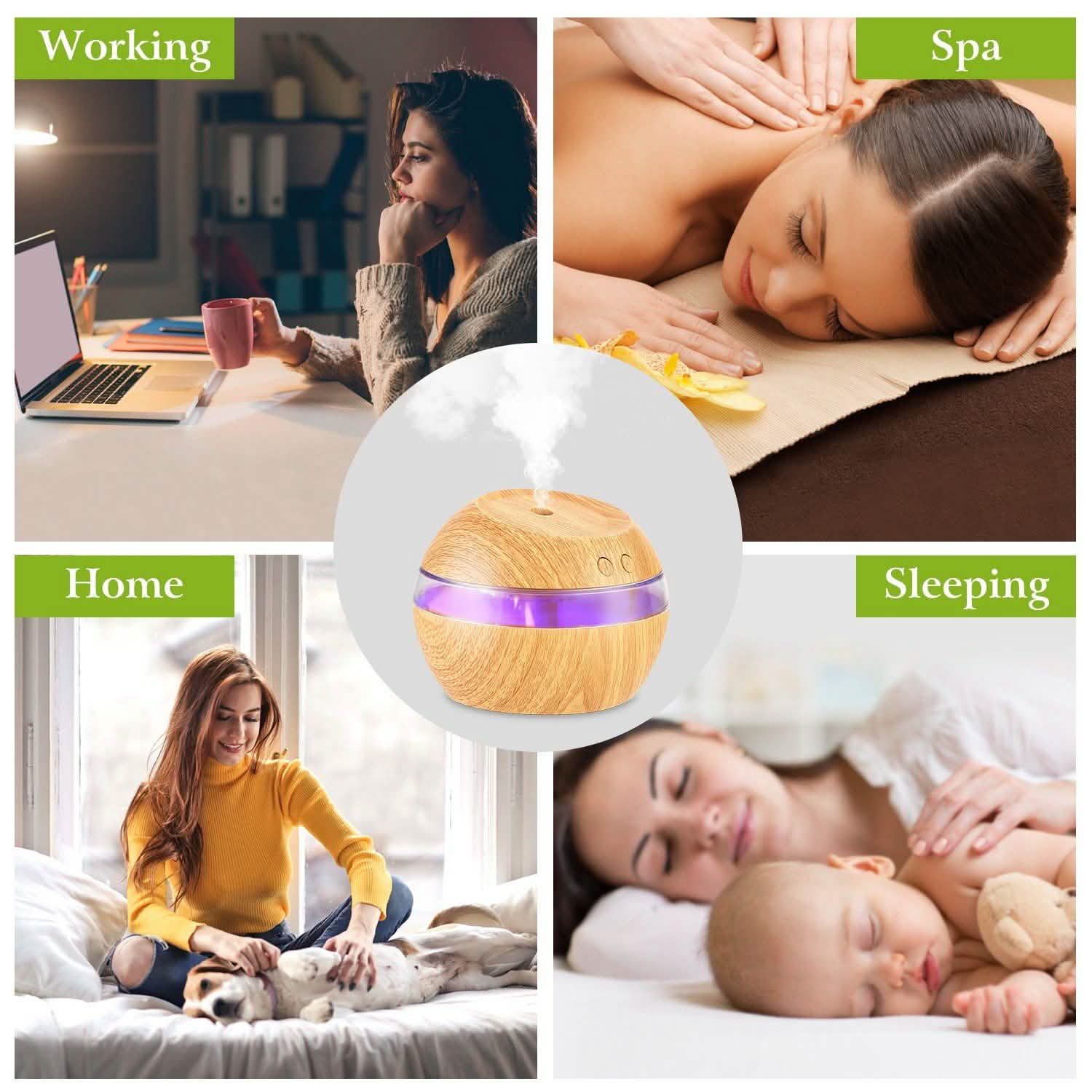 Ultrasonic Aroma Essential Oil Diffuser Wood Grain Health & Wellness - Tophatter Daily Deals