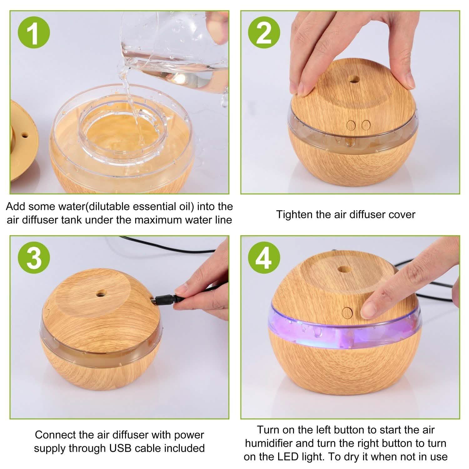 Ultrasonic Aroma Essential Oil Diffuser Wood Grain Health & Wellness - Tophatter Daily Deals