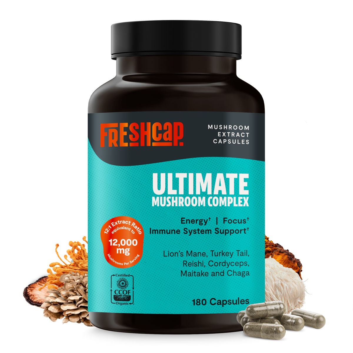 Organic Mushroom Complex Supplement Capsules Health & Wellness - Tophatter Daily Deals