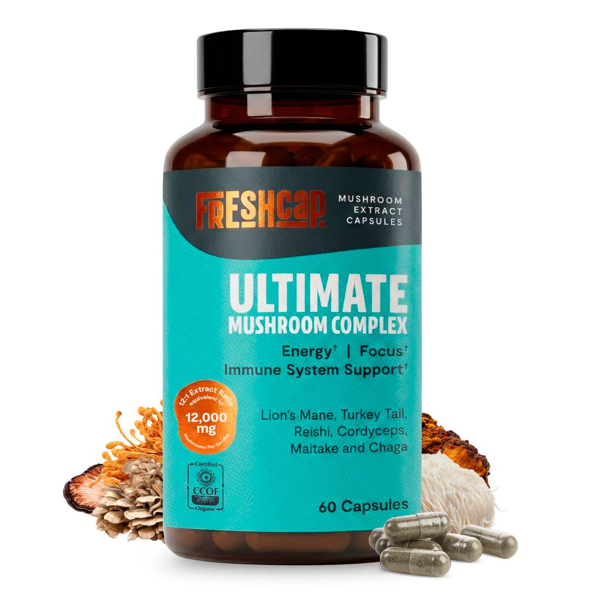 Organic Mushroom Complex Supplement Capsules Health & Wellness - Tophatter Daily Deals