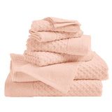 Cotton Diamond Waffle Weave Bath Towel Set - Grayson Collection 6 Piece Set Blush Bath - Tophatter Daily Deals
