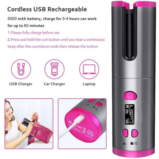 Unbound Cordless Automatic Hair Curler Beauty & Personal Care - Tophatter Daily Deals
