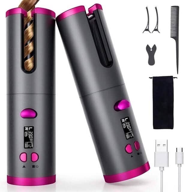 Unbound Cordless Automatic Hair Curler Gray Beauty & Personal Care - Tophatter Daily Deals