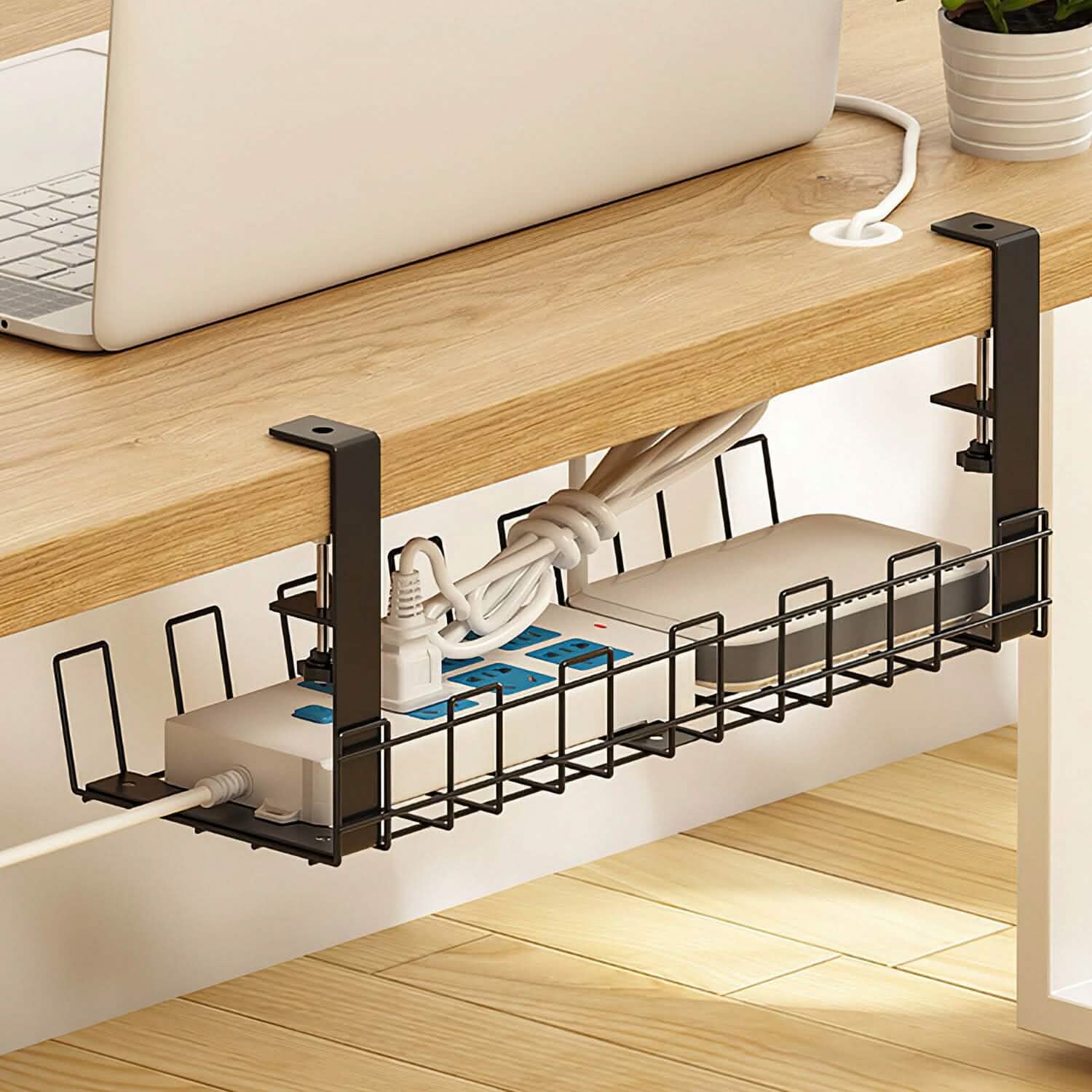Under Desk Cable Management Tray 15.2in No Drill Desk Cable Cord Organizer Storage & Organization - Tophatter Daily Deals